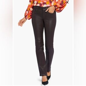 NYDJ Faux Leather Dark Brown Marilyn Jeans w/stretch 32 12 14